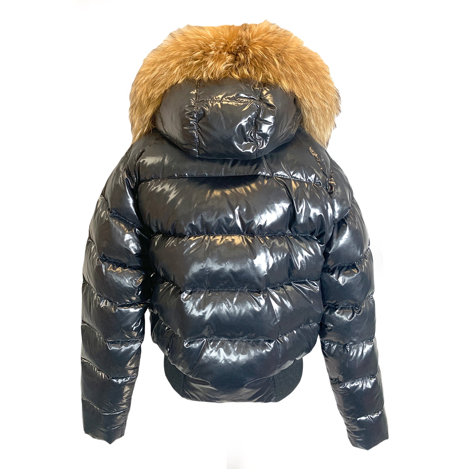 Moncler black down bomber jacket with fur collar – Loop Generation