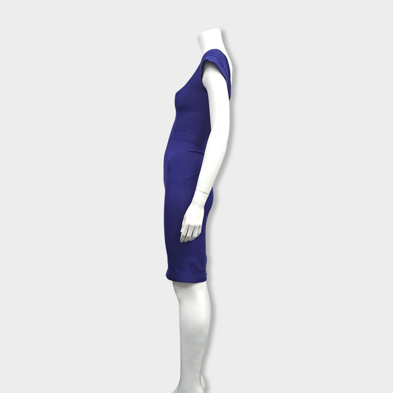 second-hand VICTORIA BECKHAM blue wool and silk dress