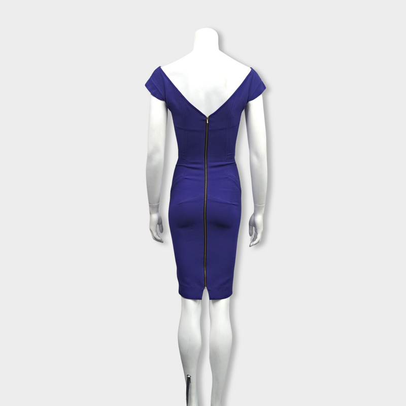 VICTORIA BECKHAM blue wool and silk dress