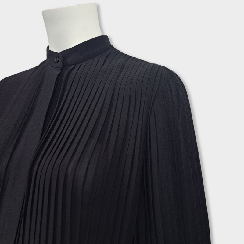 pre-loved LOUIS VUITTON black silk pleated blouse