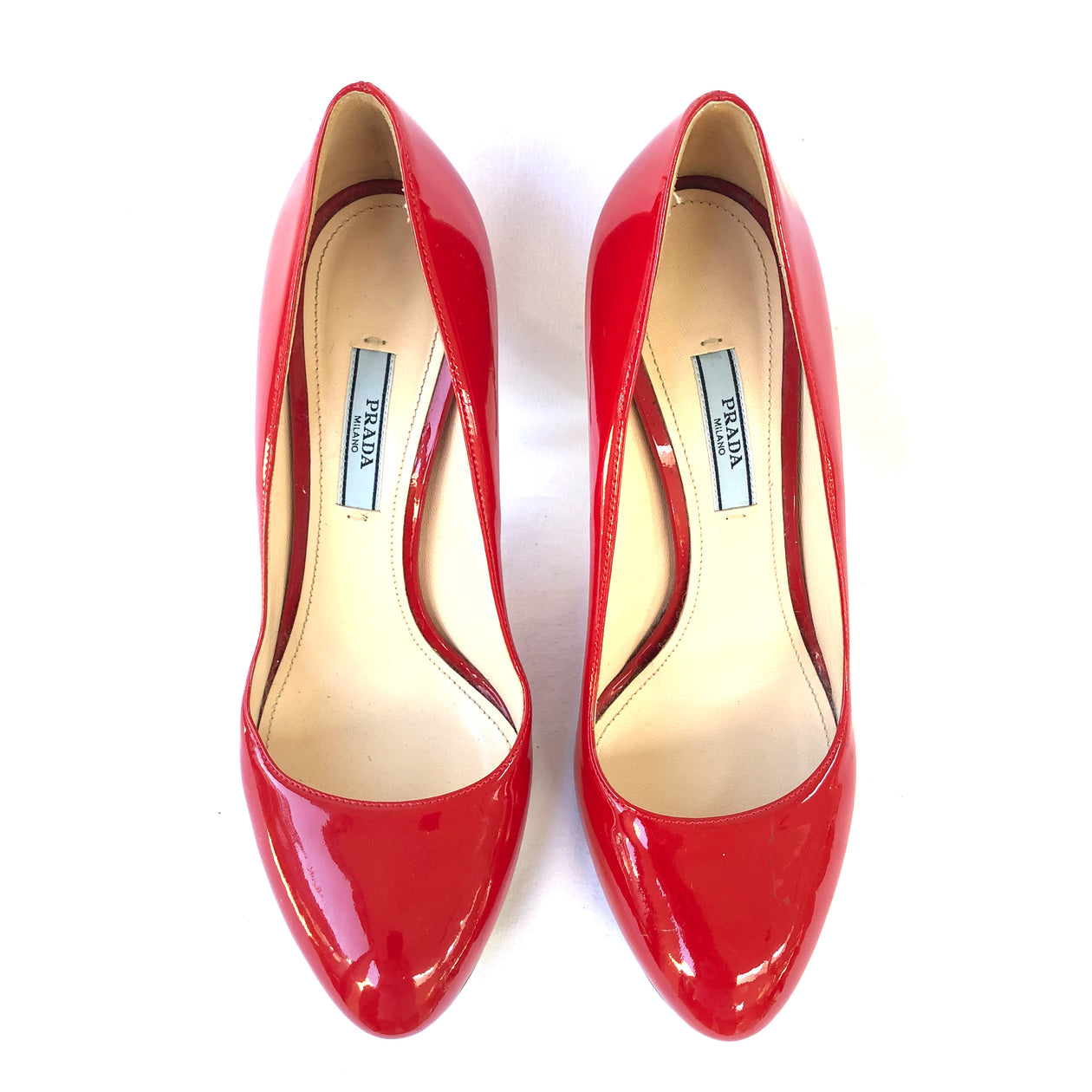 Prada - Women's Patent Pumps - Red - Leather - Heels - 38