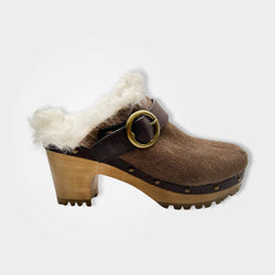 pre-loved RALPH LAUREN brown shearling clogs | Size EU40 UK7