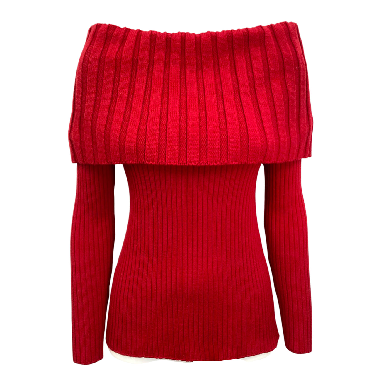 SAFIYAA red woolen off-the-shoulder jumper – Loop Generation