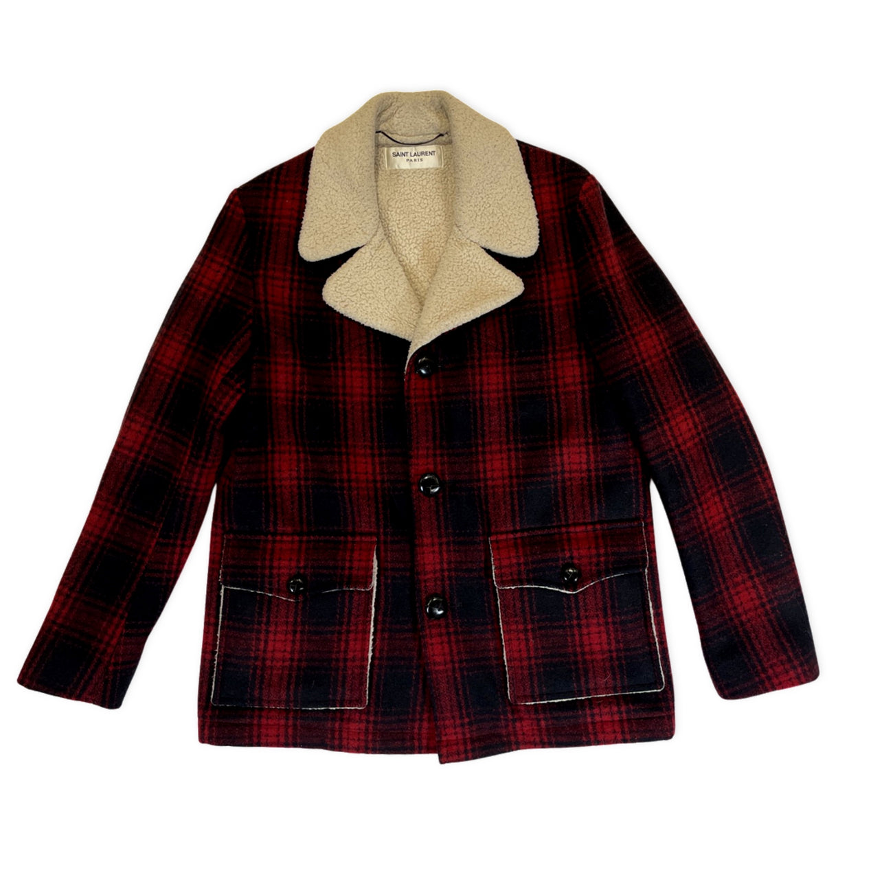 Black and red outlet check coat