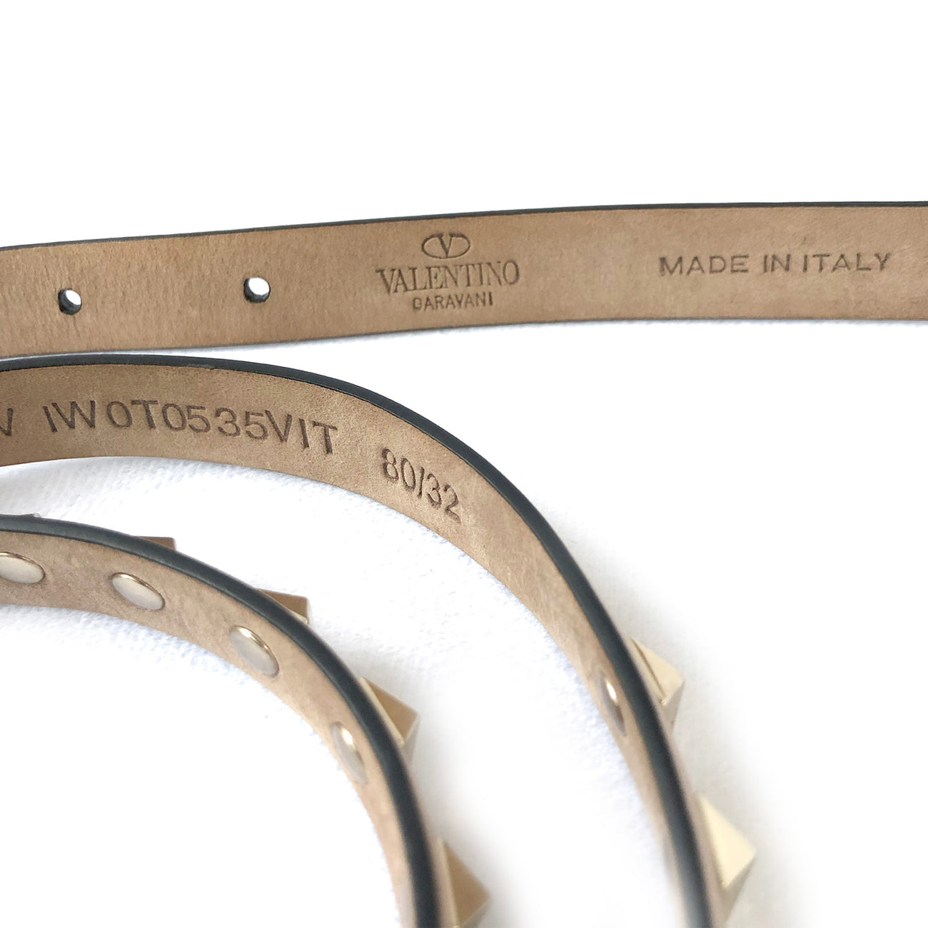 Valentino Brown Leather V Logo Belt Size 80 CM Valentino